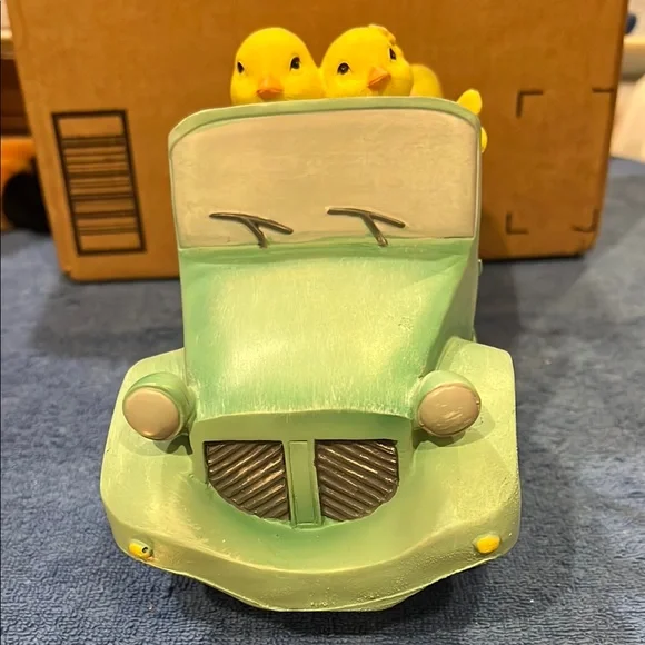 Green Vintage Toy Car with Yellow Duck and Easter Eggs - Picture 4 of 7